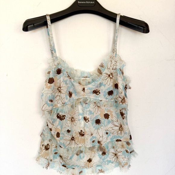 Banana Republic Tops - NWT Banana Republic Women 100% Silk Ruffle Floral Cami Top Sz SMALL Fits 4-6
